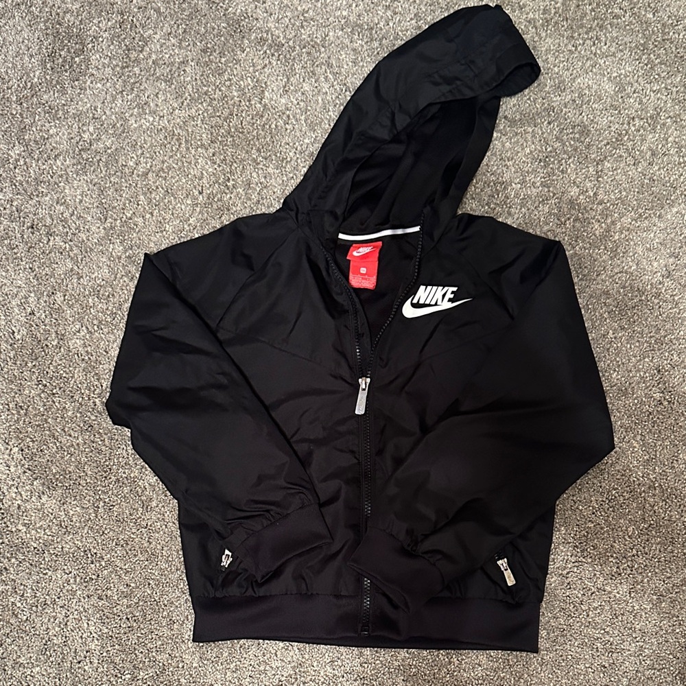 Nike Black Hooded Zip-Up Jacket with White Logo